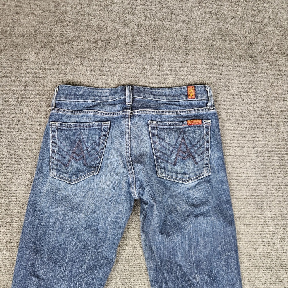 7‎ For All Mankind A Pocket Flare Jeans Medium Wash Blue Denim Size 28 Bootcut - Picture 8 of 11